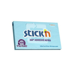 Samolepiaci poznmkov blok, 76x127 mm, 100 listov, STICK N 360, modr