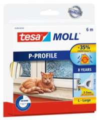 Samolepiaca tesnenie s profilom P, 9 mm x 6 m, TESA "tesamoll, biela