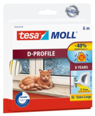Samolepiace tesnenie s profilom D, 9 mm x 6 m, TESA "tesamoll, biela