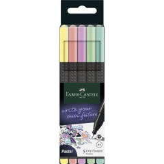Liner, sada, 0,4 mm, FABER-CASTELL "Grip", 5 rznych pastelovch farieb