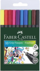 Linery, sada, 0,4 mm, FABER-CASTELL "Grip", 10 rznych farieb