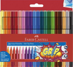 Fixky, sada, trojhrann tvar, FABER-CASTELL "Grip", 20 rznych farieb