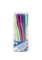 Gukov pero, 0,7 mm, s vrchnkom, vo valcovitom stojane, ICO "Signetta Mix", modr