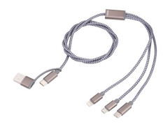 Univerzlny kbel 3 v 1, 1 m, TROIKA "Dreizack", siv