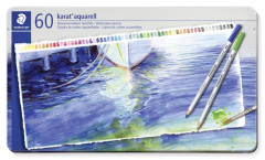 Akvarelov ceruzky, sada, eshrann, plechov krabika, STAEDTLER "Karat aquarell 125", 60 rznych farieb