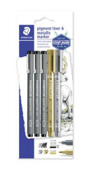 Liner a sada dekoranch popisovaov, 5 ks, STAEDTLER "Pigment Liner 308"