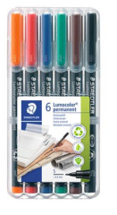Permanentn popisova, sada, 0,4 mm, STAEDTLER "Lumocolor 313", 6 rznych farieb