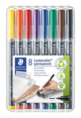 Permanentn popisova, sada, OHP, 1 mm, STAEDTLER "Lumocolor 317 M", 8 rznych farieb