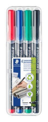 Permanentn popisova, sada, OHP, 0,6 mm, STAEDTLER "Lumocolor 318 F", 4 rzne farby