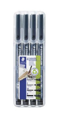 Permanentn popisova, sada, OHP, STAEDTLER "Lumocolor 31", 4 rzne hrbky, ierna