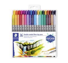 Fixky, sada, 0,8/3,0 mm, obojstrann, STAEDTLER "3200", 36 rznych farieb