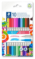 Fixky, sada, 1/3 mm, obojstrann, STAEDTLER "3280", 20 rznych farieb