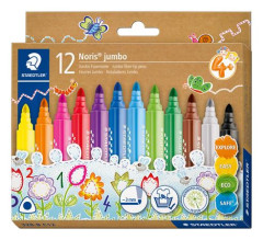 Fixky, sada, 3 mm, trojuholnkov tvar, vypraten, STAEDTLER "Noris jumbo 328-B", 12 rznych farieb
