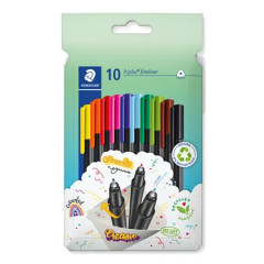 Liner, sada, 0,3 mm, STAEDTLER "Triplus 334", 10 rznych farieb