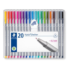 Liner, sada, 0,3 mm, STAEDTLER "Triplus STAEDTLER Box", 20 rznych farieb