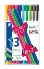 Liner, sada, 0,3 mm, STAEDTLER "Triplus 334", 10+3 rznych farieb