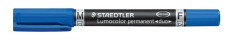 Permanentn popisova, F/M, 0,6/1,5 mm, kueov hrot, s 2 hrotmi, STAEDTLER "Lumocolor Duo", modr