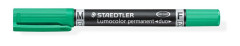 Permanentn popisova, F/M, 0,6/1,5 mm, kueov hrot, s 2  hrotmi, STAEDTLER "Lumocolor Duo", zelen