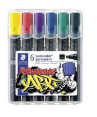 Permanentn popisova, sada, 2-5 mm, STAEDTLER "Lumocolor 350", 6 rznych farieb
