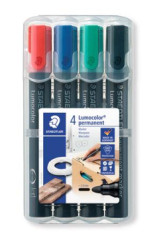 Permanentn popisova, sada, 2 mm, kueov hrot, STAEDTLER "Lumocolor 352", 4 rzne farby