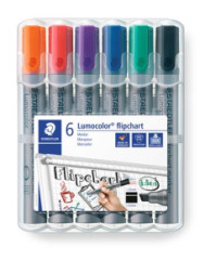 Popisova na flipchartov tabule, 2-5 mm, zrezan, STAEDTLER "Lumocolor 356 B", 6 rznych farieb