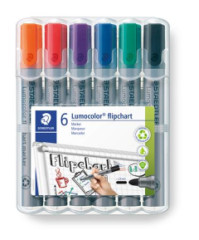 Popisova na flipchartov tabule, 2 mm, kueov hrot, STAEDTLER "Lumocolor 356", 6 rznych farieb