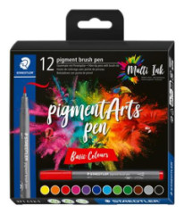Fixka v tvare tetca, sada, STAEDTLER "Pigment brush 371", 12 rznych zkladnch farieb