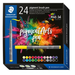 Fixka v tvare tetca, sada, STAEDTLER "Pigment brush 371", 24 rznych farieb
