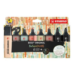 Zvrazova, sada, 2-5 mm, STABILO "BOSS original NatureColors", 6 rznych farieb + 2 ierna