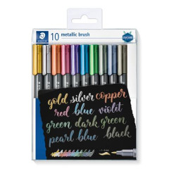 Dekoran popisova, 1-6 mm, kueov hrot, STAEDTLER "8321", 10 rznych kovovch farieb