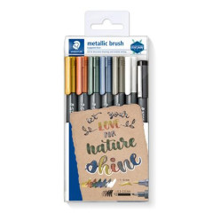 Dekoran popisova, 1-6 mm, kueov hrot, STAEDTLER "8321", 6 rznych kovovch farieb