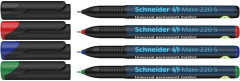 Permanentn popisova, sada, OHP, 0,4 mm, SCHNEIDER "Maxx 220 S", 4 rzne farby