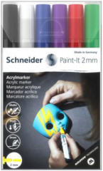 Akrylov popisova, sada, 2 mm, SCHNEIDER "Paint-It 310", 6 rznych farieb