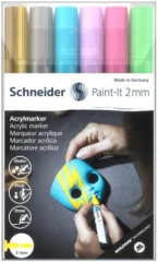 Akrylov popisova, sada, 2 mm, SCHNEIDER "Paint-It 310", 6 rznych farieb