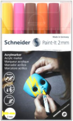 Akrylov popisova, sada, 2 mm, SCHNEIDER "Paint-It 310", 6 rznych farieb