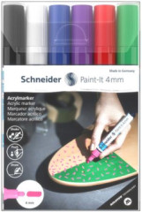 Akrylov popisova, sada, 4 mm, SCHNEIDER "Paint-It 320", 6 rznych farieb