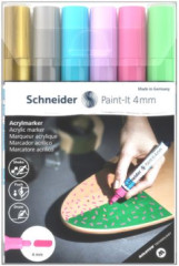 Akrylov popisova, sada, 4 mm, SCHNEIDER "Paint-It 320", 6 rznych farieb