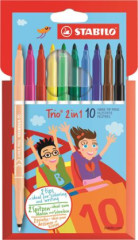 Fixky, 0,5-2 mm, obojstrann, STABILO "Trio 2 in 1", 10 rznych farieb