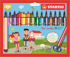 Fixky, 1,5-2 mm, odpruen hrot, STABILO "Trio Scribbi", 14 rznych farieb