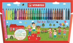 Fixky, 0,7 mm, STABILO "Trio A-Z", 30 rznych farieb