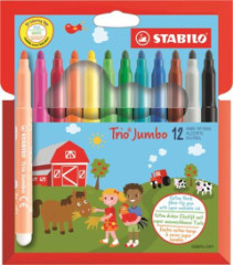 Fixky, sada, 3 mm, STABILO "Trio Jumbo", 12 rznych farieb