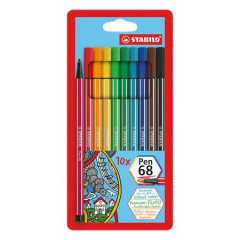 Popisova, sada, 1 mm, STABILO "Pen 68", 10 rznych farieb