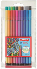 Popisova, sada, 1 mm, STABILO "Pen 68", 20 farieb