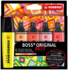 Zvrazova, sada, 2-5 mm, STABILO "BOSS original Arty", 5 teplch farieb
