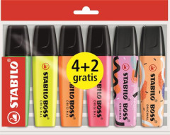 Zvrazova, sada, 2-5 mm, STABILO "Boss Original ", 4+2 rzne farby