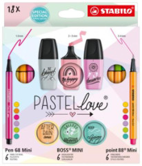 Sada psacch potrieb, STABILO, "Mini World Pastellove", 18 rznych farieb