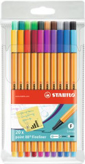 Liner, sada, 0,4 mm, STABILO "Point 88", 20 rznych farieb