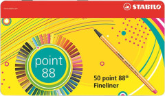 Liner, sada, 0,4 mm, plechov krabika, STABILO "Point 88", 47+3 rznych farieb