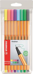 Liner, sada, 0,4 mm, STABILO "Point 88", 8 pastelovch farieb
