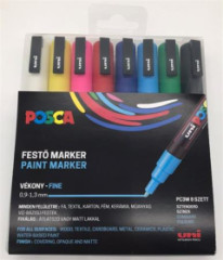 Dekoran popisova, sada, 0,9-1,3 mm, UNI "Posca PC-3M", 8 rznych farieb